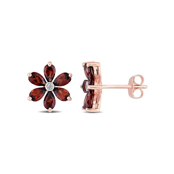 Everly Women's Garnet 10k Rose Gold Earrings