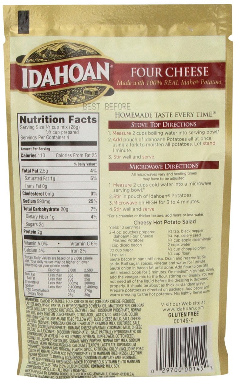 Idahoan Four Cheese Mashed Potatoes 4 oz. (Pack of 8)