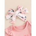 thumbnail image 6 of Suagox Baby Girls Summer Shorts Sets Rose Letter Print Romper Floral Lantern Shorts Headband Sets for 0-18 Momths Baby, 6 of 10