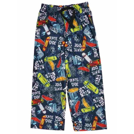 Jelli Fish Kids Boys Blue Skateboard Print Flannel Sleep Pants Pajama ...