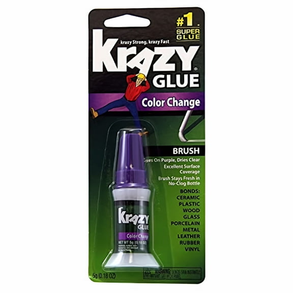 Krazy Glue Instant Crazy Glue, Color Change Brush, 0.18-Ounce (Pack of 5)