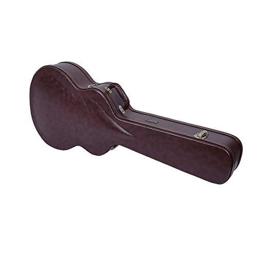 Crossrock Case-Hard-Shell Wooden Guitar Case-Fits OM/Martin 000-14 Fret Acoustic Guitars-Stainless Steel Latches，Sponge Lining, Metal Feet，Storage Space-Brown