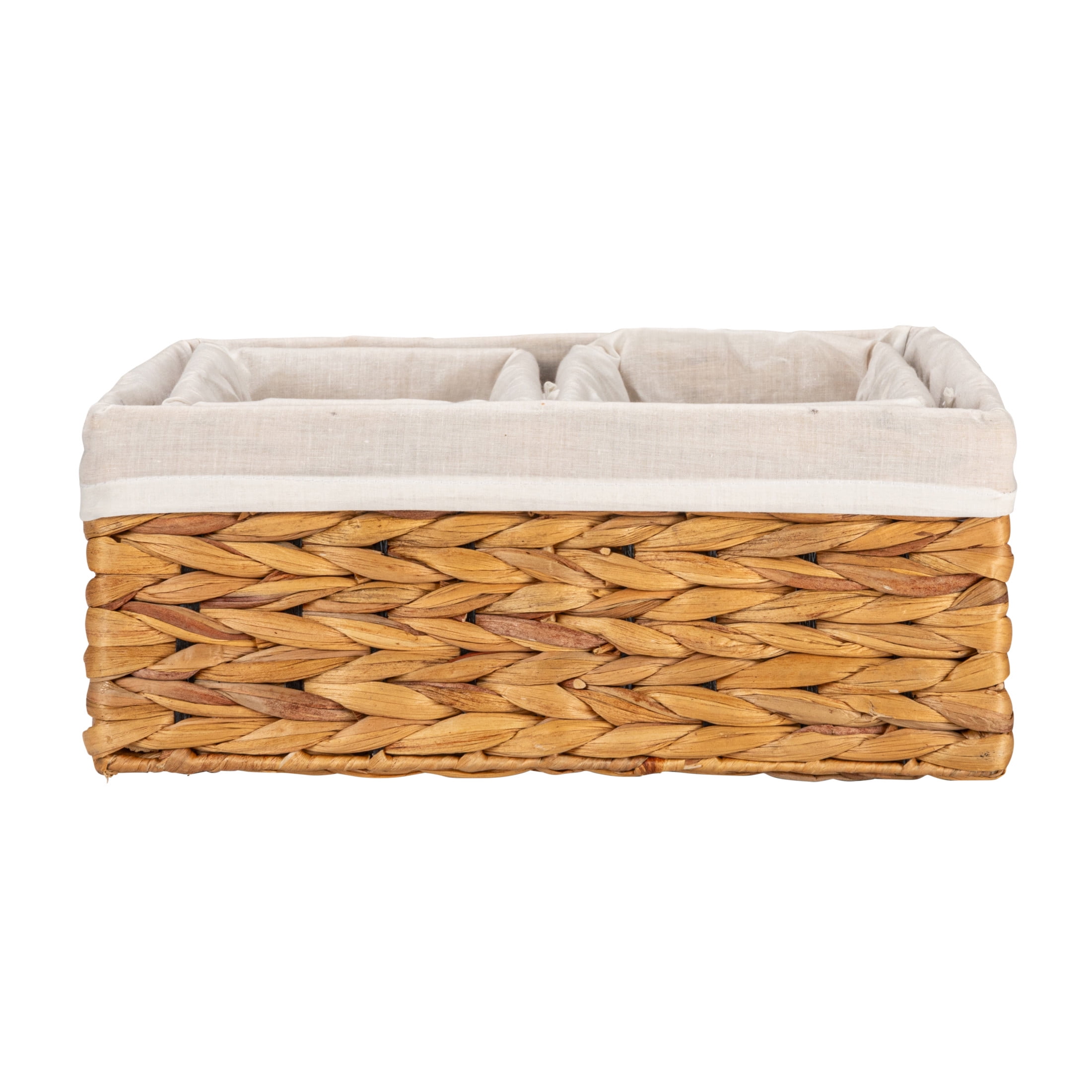 Household Essentials Wicker Basket Set, 3 Pieces, 1 Large and 2 Small Water Hyacinth  Baskets for Storage and Organization