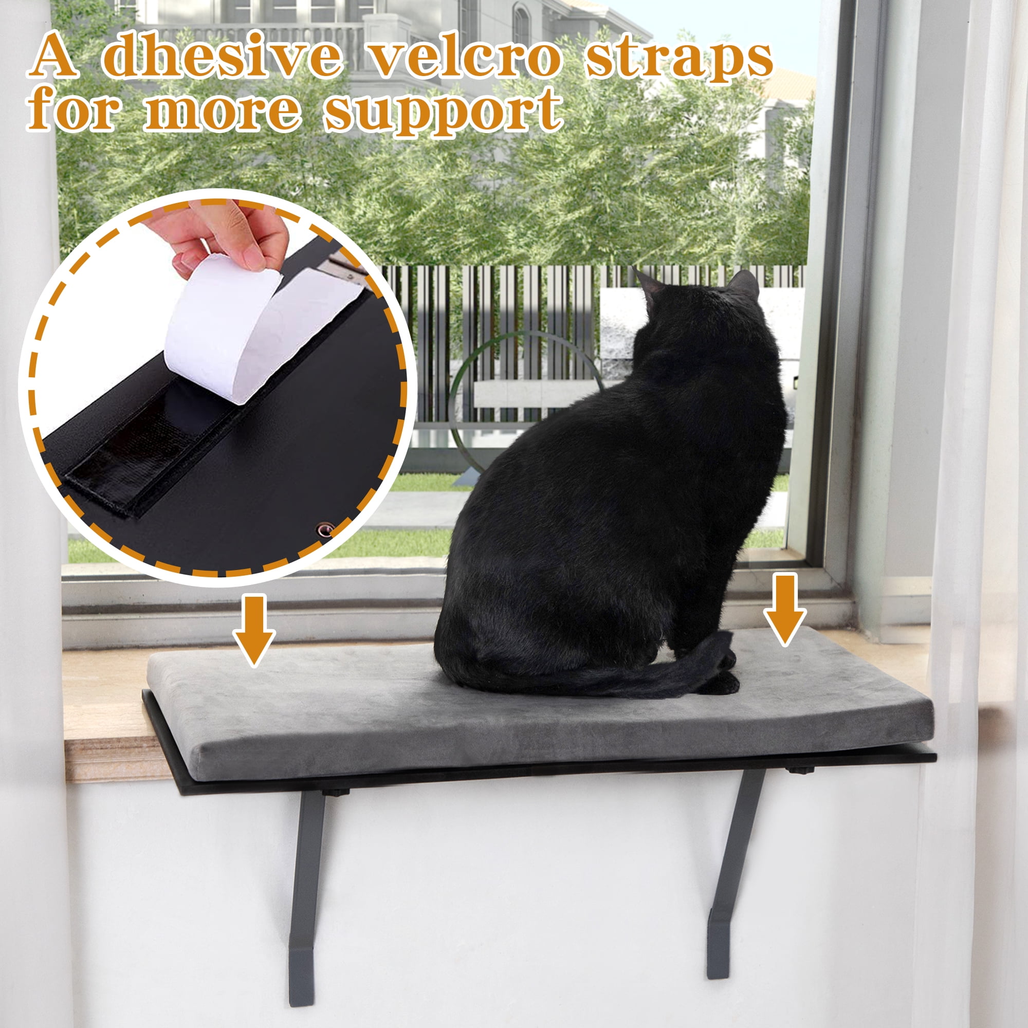 Coziwow Cat Window Seat Perch Pet Sunny Seat Cat Bed for Window Sill Mounted Indoor, Gray