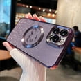 thumbnail image 4 of Magnetic Case for iPhone 12 Pro Max Compatible with Magsafe,Glitter Plating Luxury Love Heart Pattern Design,Bling Sparkle Shockproof Full Camera Cover Protection Cases for Girls Women-Purple, 4 of 6