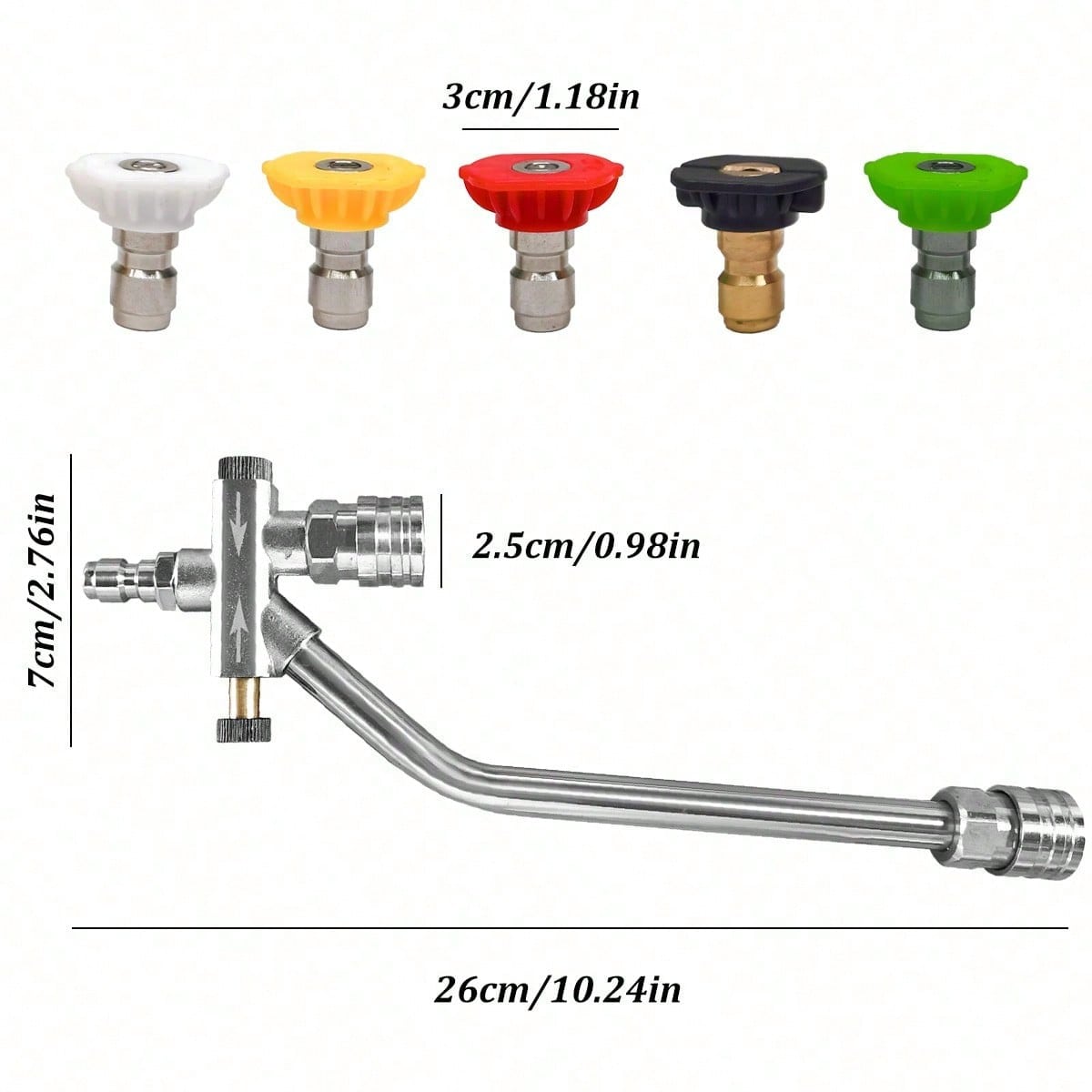 Tool Daily Foam Cannon Dual-Connector Accessory, Pressure Washer Double Tip Attachment for Soap Cannon, with 5 Pressure Washer Sprayer Nozzles, 1/4" Quick Connect