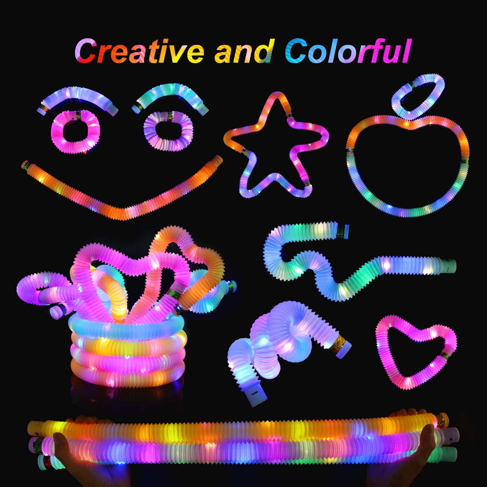 YUNOVA Light Up Pop Tubes Party Pack (24 Count) - Extra Large Glow Sticks for Night Events, Bulk Sensory Toys for Kids Ages 4-12, Birthday Return Gifts & Campfire Party Decor Supplies