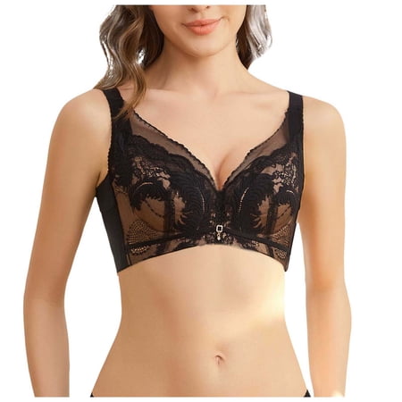 Womens Bras No Wire Plus Size Bralettes for Women Sexy Fashion Women Lace Solid Strap Wrap Plus Size Bra Underwear Everyday Basic Sleeping Bra