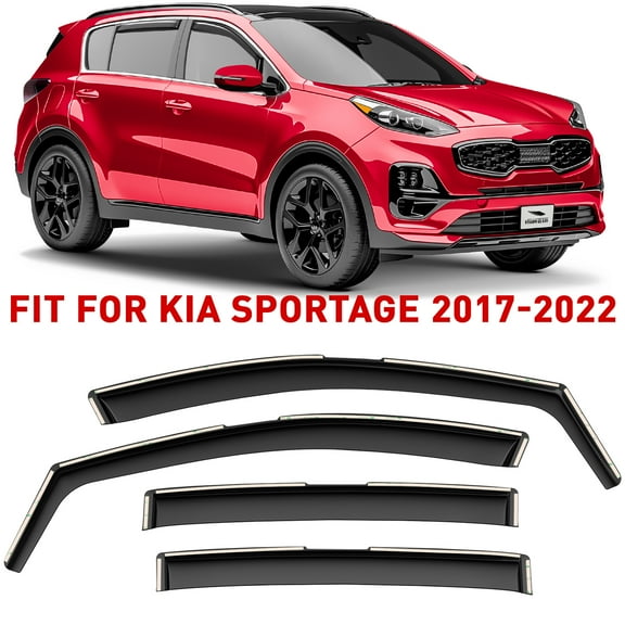 Voron Glass in-Channel Extra Durable Rain Guards for Kia Sportage 2017-2022, Window Deflectors, Vent Visors, 4 Pieces - 200310, Black
