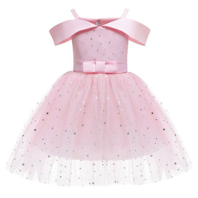 Robes pour Fillettes Robe de Princesse Robe de Concours Nœud Solide Robe de Princesse Vêtements pour Enfants Taille 4-5T