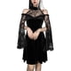 thumbnail image 2 of Vestido a media pierna gótico con hombros descubiertos y mangas con volantes de encaje para mujer XBTCLXEBCO Negro, Chico, 2 of 6