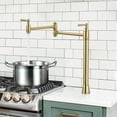 thumbnail image 2 of Pot Filler Deck Mount Stove Faucet, WOWOW Brushed Gold Pot Filler Faucet, Folding Faucet with Stretchable Double Joint Swing Arms, Solid Brass Pot Filler, 2 of 7