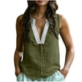 thumbnail image 4 of Admvng Women's Tank Tops Lace Linen Cotton Sleeveless V Neck Casual Boho Summer Blouses, 4 of 8