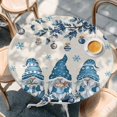 thumbnail image 2 of Blue Christmas Round Tablecloth, Fitted Table Cover with Elastic for 45"-54" Round Tables, Xmas Gnomes Balls Tree Snowflake Gifts Table Cloth Outdoor Indoor Dinning Party Waterproof Tablecloths, 2 of 7