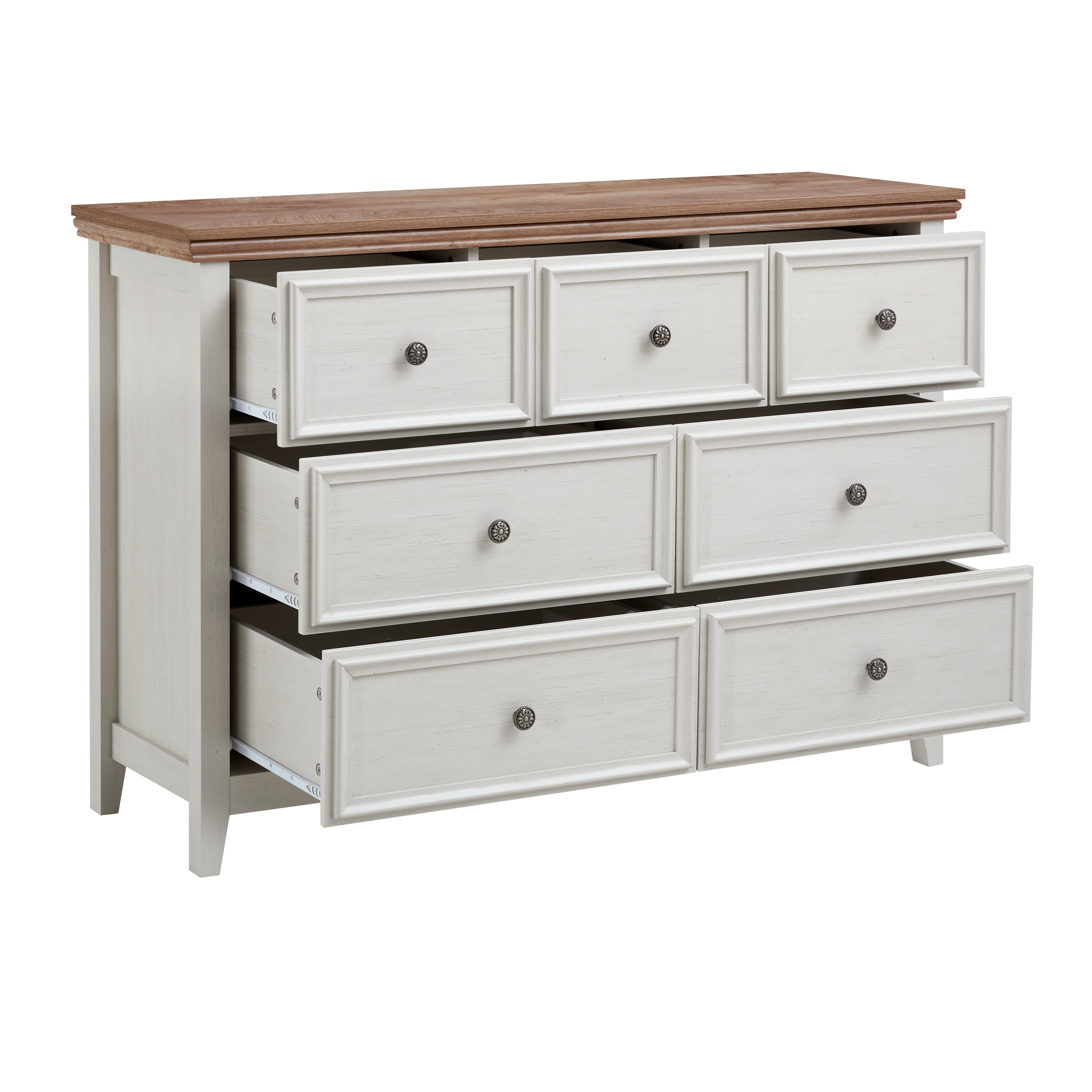 Noble House Arley 7-Drawer Dresser, Modern Farmhouse Wide Chest Organizer for Clothes Storage, for Living Room, Beige