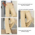 thumbnail image 3 of Pantalones anchos de pierna para mujer, bolsillos laterales, cintura elástica, ajuste holgado, cómodos pantalones casuales, 3 of 4