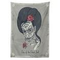 thumbnail image 3 of Ambesonne Skull Tablecloth Rectangular Table Cover, Festival Girl, 52"x70", Charcoal Grey Dimgrey, 3 of 4