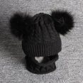thumbnail image 2 of HESHENG Kid Child Baby Boys Girls Beanie Hat Cap Winter Warm Double Pom Pom Bobble Knit Hats Scraf Set 2PCS, 2 of 3