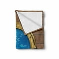 thumbnail image 2 of Shark Soft Flannel Fleece Throw Blanket, Submarine Chamber Window with a View of Coral Reef Swimming Fishes, Cozy Plush for Indoor and Outdoor Use, 50" x 70", Pale Caramel Blue Yellow, by Ambesonne, 2 of 6