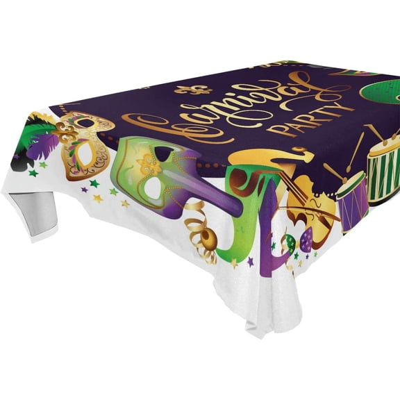 SKYSONIC Mardi Gras Rectangle Tablecloth Spill-Proof Polyester Table Cloth Table Cover for Kitchen Dining Picnic Holiday Party Decoration,60x120 Inch