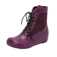 thumbnail image 2 of Bnwani Boots Women New Winter Fashion Toe Flat Ankle Versatile Casual Boot Purple Size 7, 2 of 9