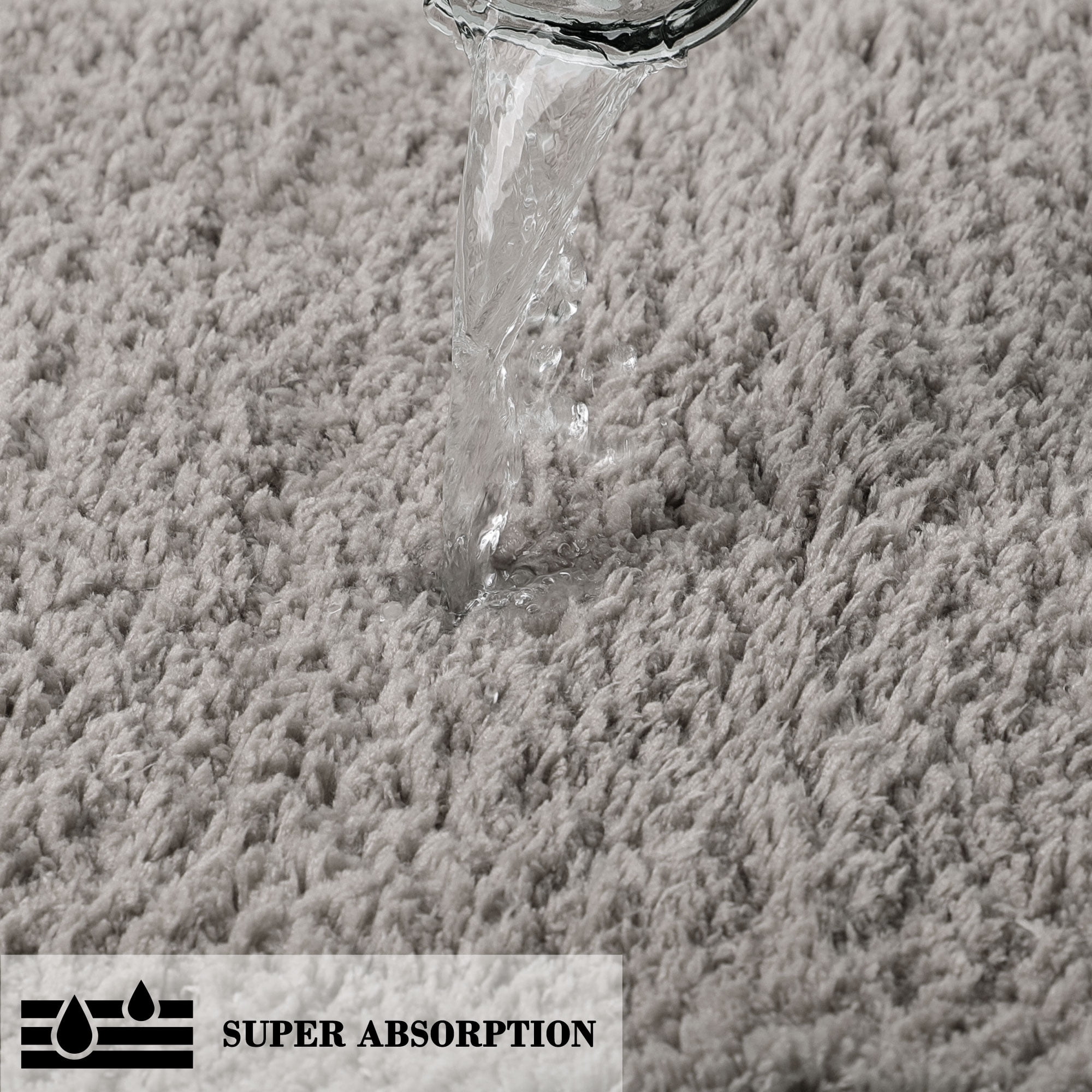 Unique Bargains Bathroom Shaggy Bath Mat Fluffy Non-slip Door Floor Rug Light Gray 20" x 31"