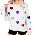 thumbnail image 2 of Elvqul Sweatshirts for Women,Sweater for Women,Long Sleeve Crewneck Valentine Graphic Shirt Heart Cute,White, 2 of 9