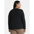 thumbnail image 3 of Terra & Sky Women’s Plus Thermal Henley Top with Long Sleeves, Size 0X-5X, 3 of 5