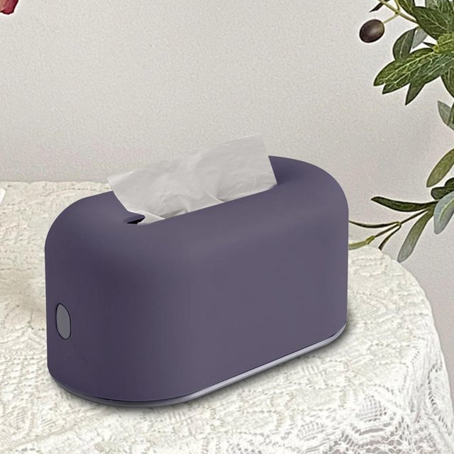 Caja de pañuelos de escritorio, soporte para pañuelos, regalo de cumpleaños creativo, dispensador de servilletas resistente, multifuncional para Púrpura