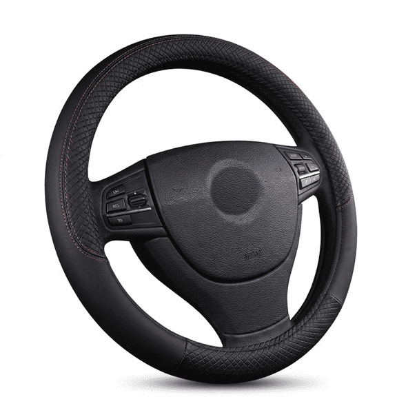 ROSEXIXI Steering Wheel Cover, 15 Inch Anti-Slip Leather Wrap Embossed Diamond Pattern Breathable Car Steering Wheel Accessory for Universal Fit Men Women Auto Interior Decor