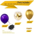 thumbnail image 2 of Purple Gold Confetti Latex Balloons,50pcs 12 inch Dark Purple and Gold Metallic Chrome Party Balloons for Birthday, Baby Shower, Wedding, Anniversary and Festival Ceremony Decoration, 2 of 7