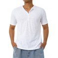 thumbnail image 1 of Lucakuins Hombres Camisa Casual, Manga Corta Cuello Redondo Botones Sólido Suelto Fiesta Calle Primavera Verano Tops Lucakuins  moda, 1 of 9