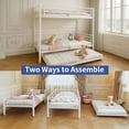 thumbnail image 3 of Alvantor Triple Bunk Beds Frame, Twin over Twin Bunk Bed with Trundle, Heavy Duty Metal Bed with Guardrail and Ladders, Divided Into 3 Twin Beds for Boys, Girls, Kids, Easy Assembly White, 3 of 7