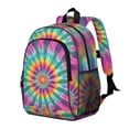 thumbnail image 2 of Pink and Green Tie Dye Pattern Backpack for School, Cute School Bag with Adjustable Shoulder Straps and Padded Back, 15"x11.42"x5.5", 2 of 5
