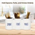 thumbnail image 3 of Ceramic Spoon Fork Holder, Fork Chopstick Holder Can for Countertop, 3-in-1 Utensil Kitchenware Holder Organizer, Cutlery Organizer for Knife Fork Spoon, 3 of 6