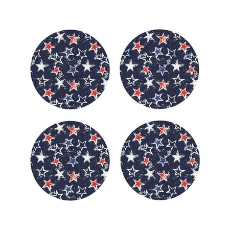 

Fuzoiu Watercolor Stars Print Leather Coasters Set Drink Coasters Set of 4 for Tabletop Protection Durable PVC Coasters Home Décor and Housewarming Gift-Round Shape