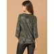 thumbnail image 5 of Blusa Lentejuela Cuello Redondo Mangas De Murciélago Casual Suelto Para Mujer Negro L Unique Bargains Blusa, 5 of 6