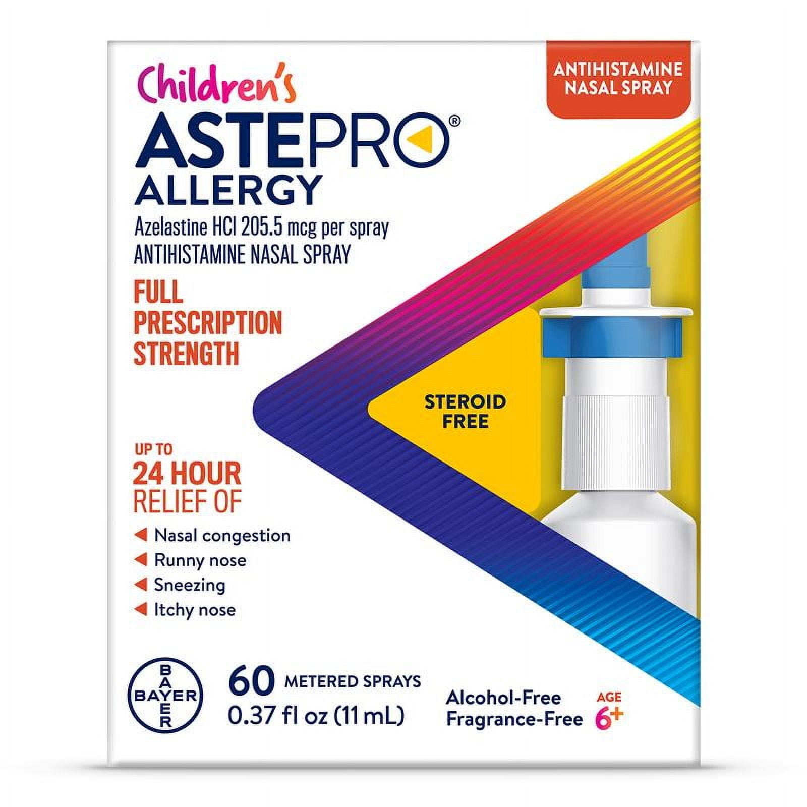 (2 pack) Children's Astepro Allergy Medicine, Steroid Free Antihistamine Nasal Spray, 60 Metered Sprays