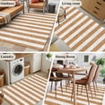 thumbnail image 5 of Brown Stripes Washable Area Rug 2.7x5 Modern Abstract Linens Farmhouse Low-Profile Small Area Rugs with Non Slip Backing Indoor Floor Carpet for Entrance Living Room Bedroom Home Office, 5 of 9