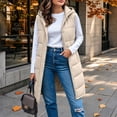 thumbnail image 6 of Women's Hooded Vest Mid Length Zip Front Snap Button Sleeveless Warm Winter Vest, 6 of 9