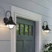 Better Homes & Gardens 12 Farmhouse Bronze Outdoor Wall Light, Metal Fixture Opal Glass Shade