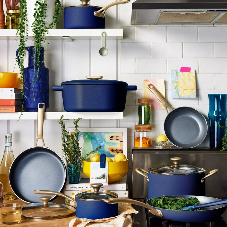 Beautiful 12pc Ceramic Non-Stick Cookware Set, Cornflower Blue by Drew  Barrymore