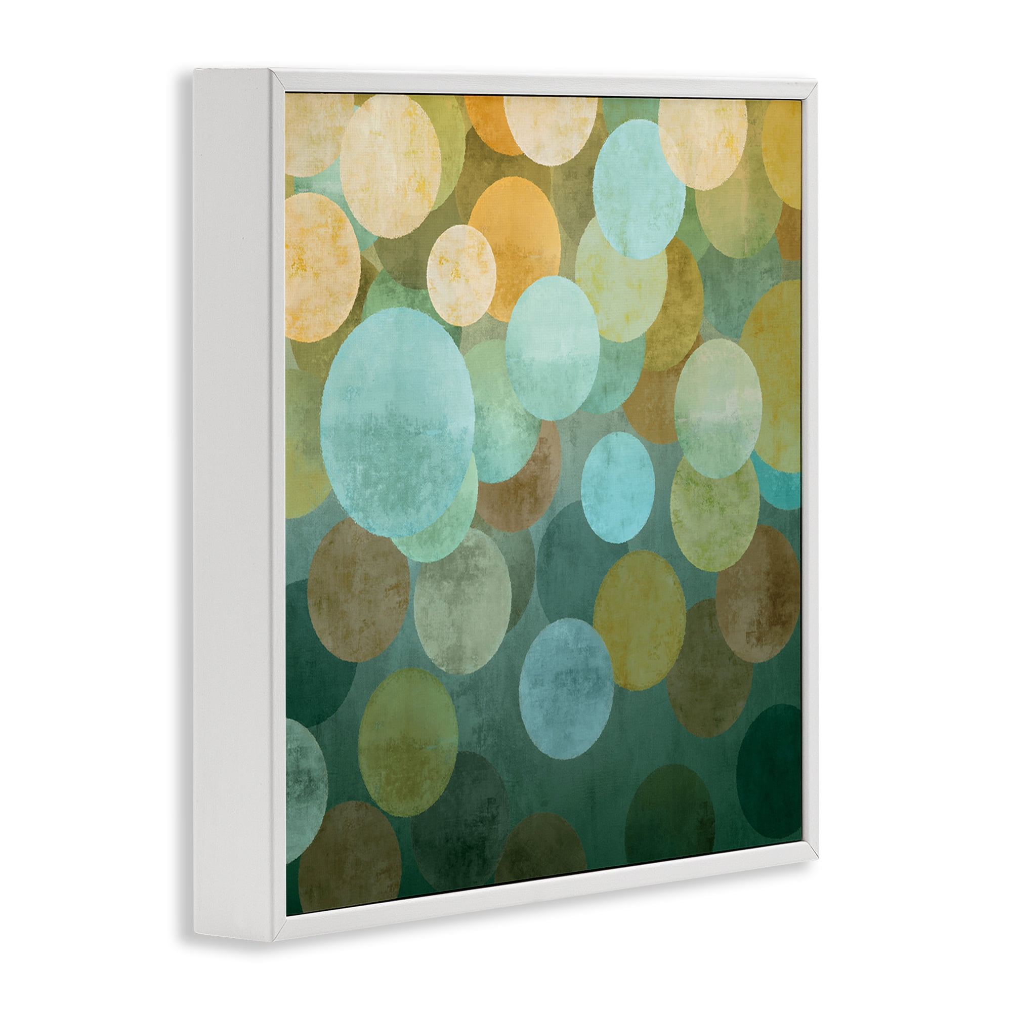 Stupell Industries Layered Green Circles Abstract Painting White Framed Art Print Wall Art, 12 x 12