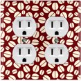 thumbnail image 1 of Metal Light Switch Wall Plate Outlet Cover (Coffee Espresso Mocha Bean Pattern Brown - Double Duplex), 1 of 2