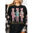 thumbnail image 2 of Women's Black Nutcracker Merry Christmas Printed Crewneck T-Shirt | [ZhiHiMeRi] | (US 20-22)2XL, 2 of 8