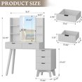 thumbnail image 2 of FANRAL LED Lighted Mirror Vanity Desk with Fluted Design,Charging Station & Glass Top,Modern Dressing Table with Storage Drawers & Shelves for Bedroom,White Vanity, 2 of 7