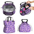 thumbnail image 2 of Daisy Pioneer Flower Purple Pattern Drawstring Insulated Lunch Bag for Women, Stain-Resistant Large Lunch Tote with Multi-Pockets for Work Office, 2 of 6