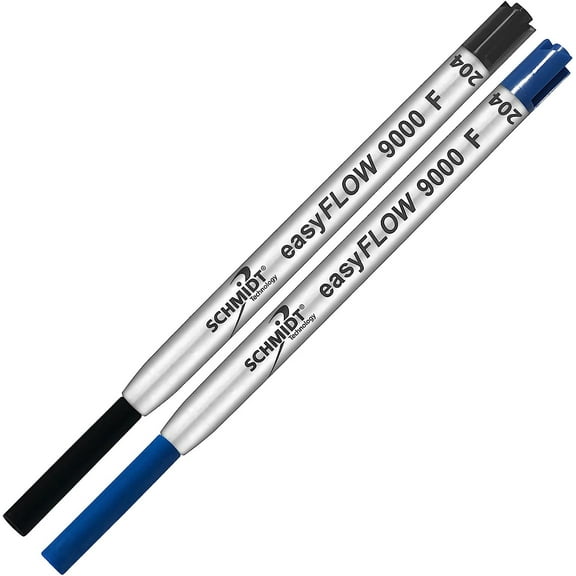 Imprinted Schmidt easyFLOW9000 Ballpoint Refill- Black & Blue Ink, Fine Tip 0.8mm - Pack of 2