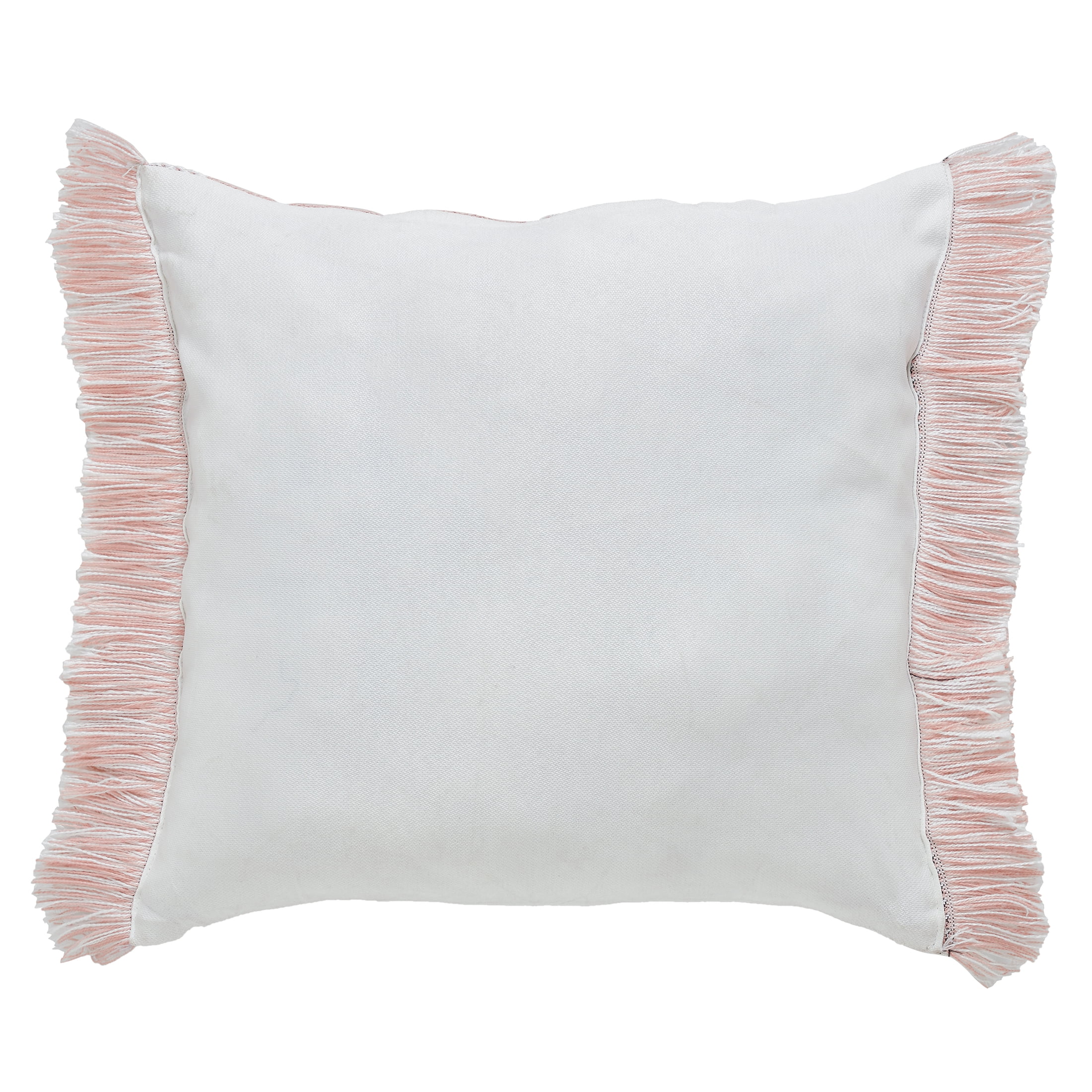 My Texas House 18" x 18" Diamond Fringe Peach Square Outdoor Decorative Pillow