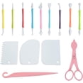 thumbnail image 1 of Roucerlin 14 Pieces Beginner Fondant Cake Decorating Tools Set, Plastic Fondant Sculpting Tools with Cake Scraper Smoother, Stripping Knife & Scissors, Fondant Modelling Cake Decoration Tool, 1 of 7